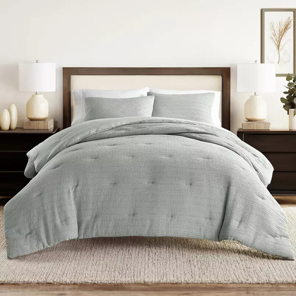 Ienjoy Home All Season Down-Alternative Waffle Textured Comforter Set 2-Pc BED36
